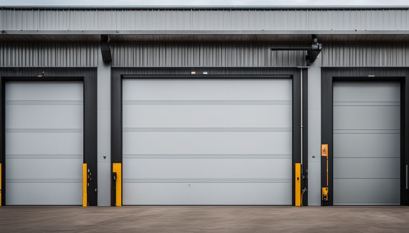 Verschillende soorten industriële sectionaaldeuren met verschillende panelendiktes worden getoond vanwege hun sterkte en duurzaamheid.